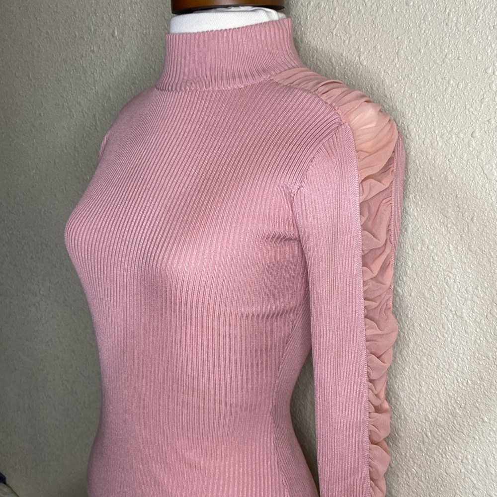 NWT Crave Fame Pink Ribbed Mockneck Sweater Size M